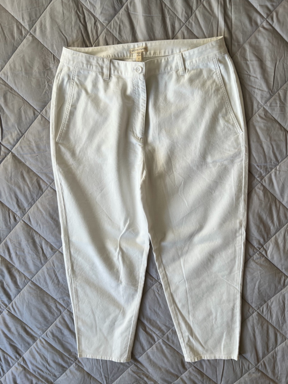 Eileen Fisher Women’s Organic Cotton/Hemp Blend White Casual Pants